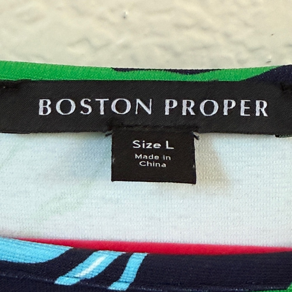 Boston Proper Halter Maxi Dress L Large Navy Blue Green White Floral Resort - Picture 4 of 8